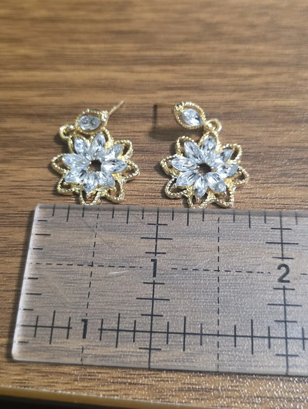Gold Plated Dainty Zirconia Flower Hollow Stud Earrings